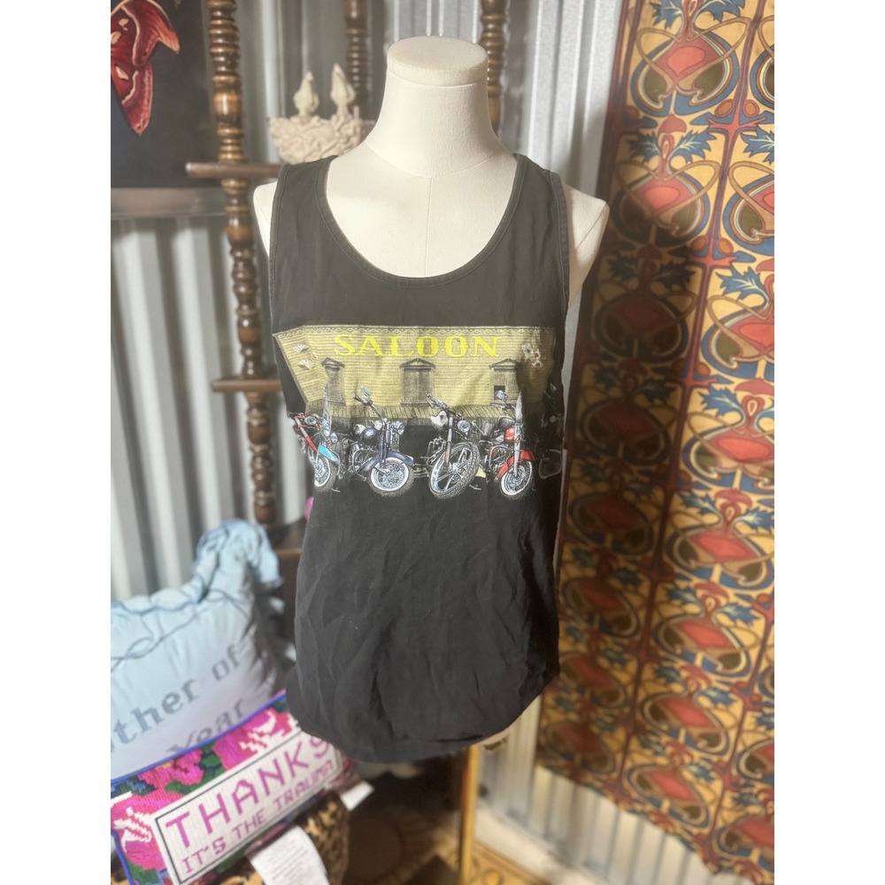 Motorcycle Tank Top‎ Saloon Graphic Sleeveless Biker Rocker Tee Medium